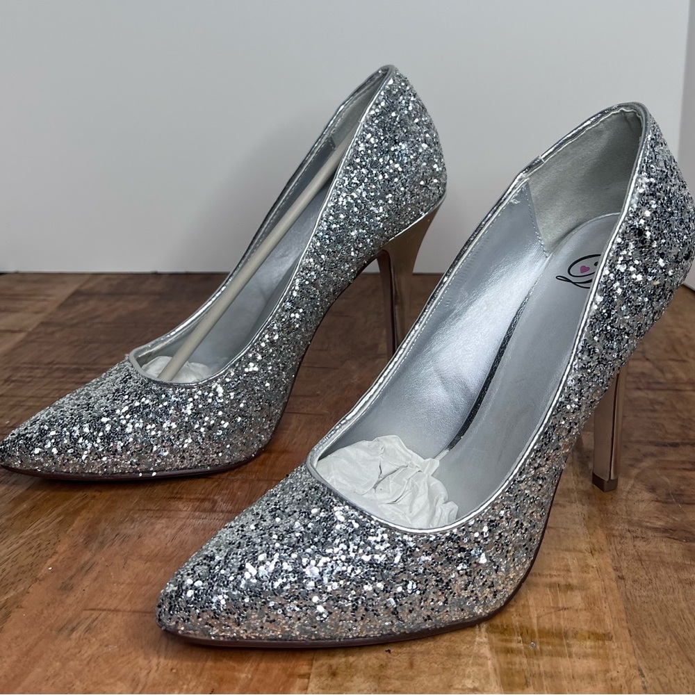 Delicious Silver Sparkle Heels